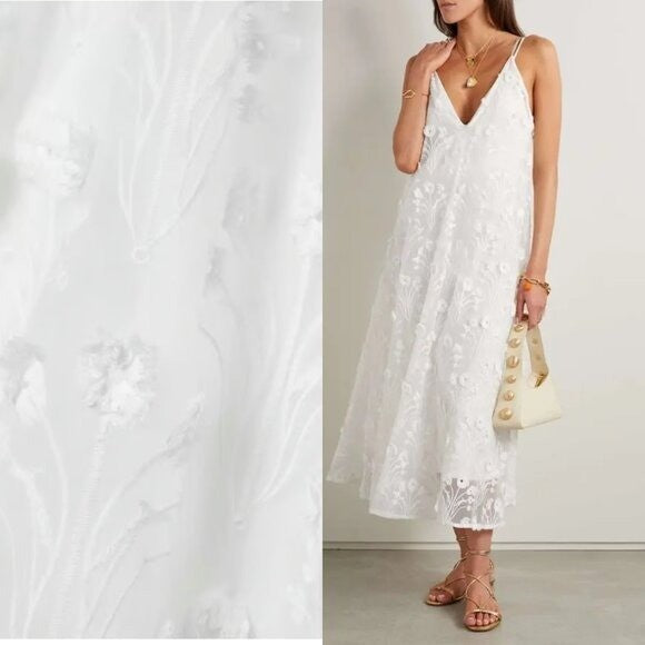 AGUA BY AGUA BENDITA Hierbaluisa Diente De Leon Anecer Emroidered Midi Dress XS